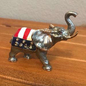 2008 Enamel American Flag Elephant Trinket Box